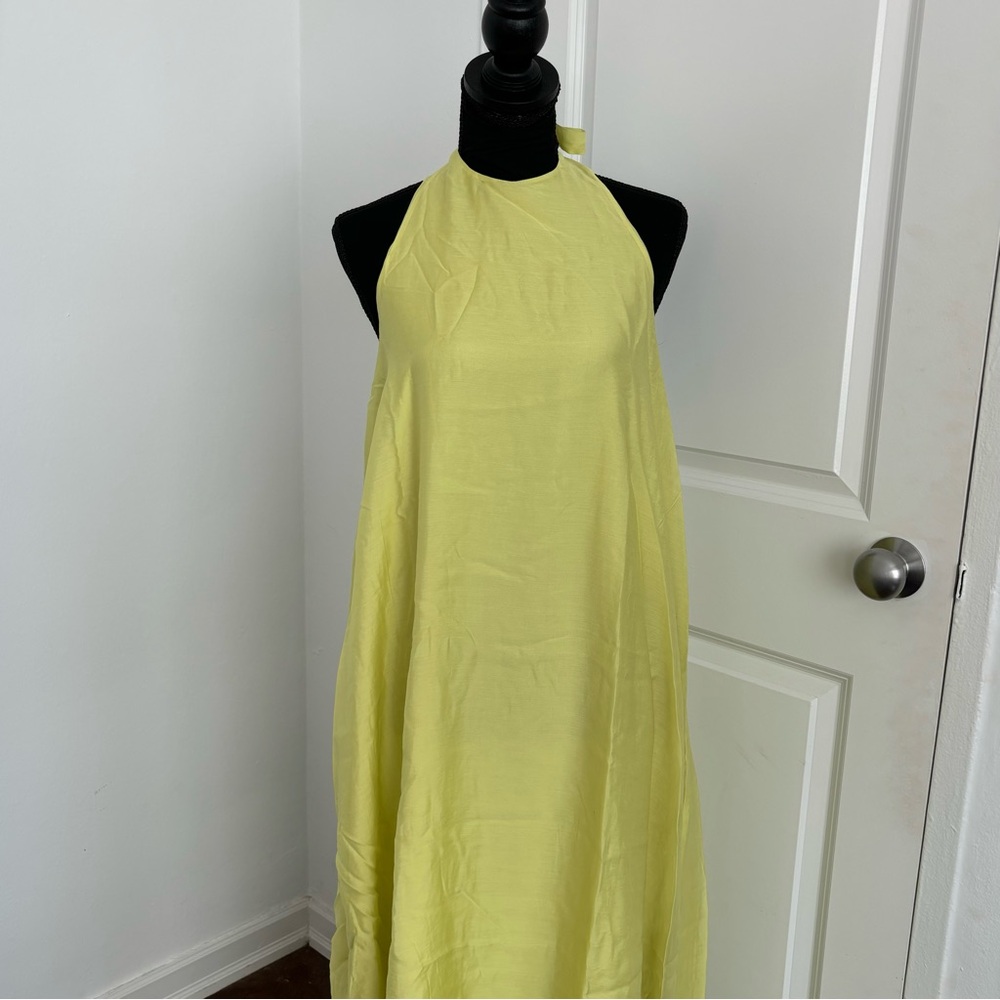 MANGO yellow halter summer maxi dress